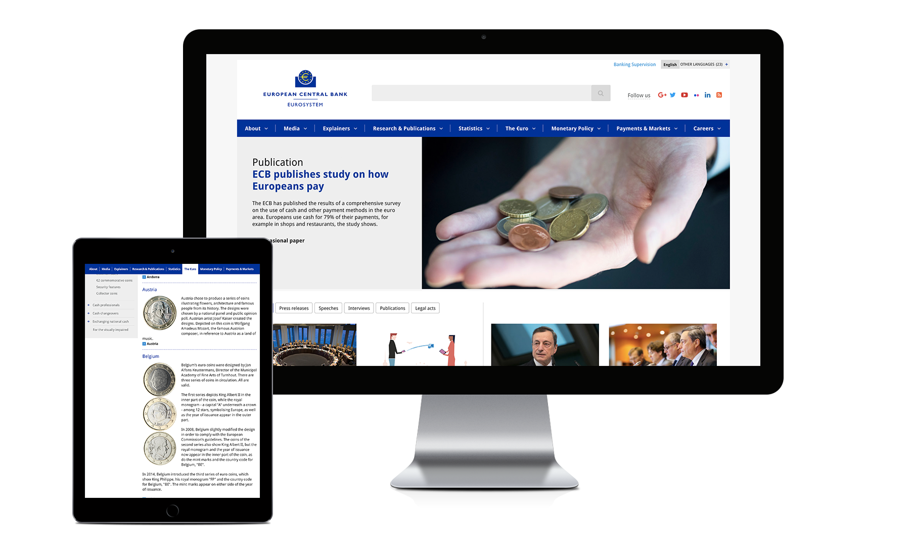 European Central Bank web design work
